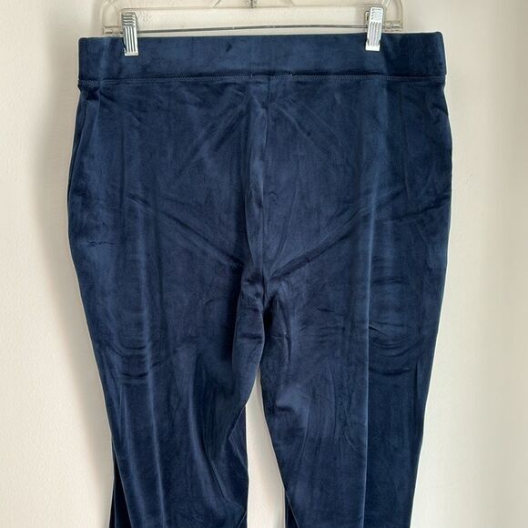 Juicy Couture Women’s velour rhinestone wide leg track pants navy blue XL EUC! - Picture 9 of 12